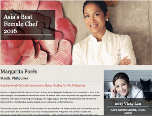 Margarita Fores, Asia's Best Female Chef 2015; Asia's 50 Best; World's 50 Best. Margaux Salcedo for margauxlicious.com.